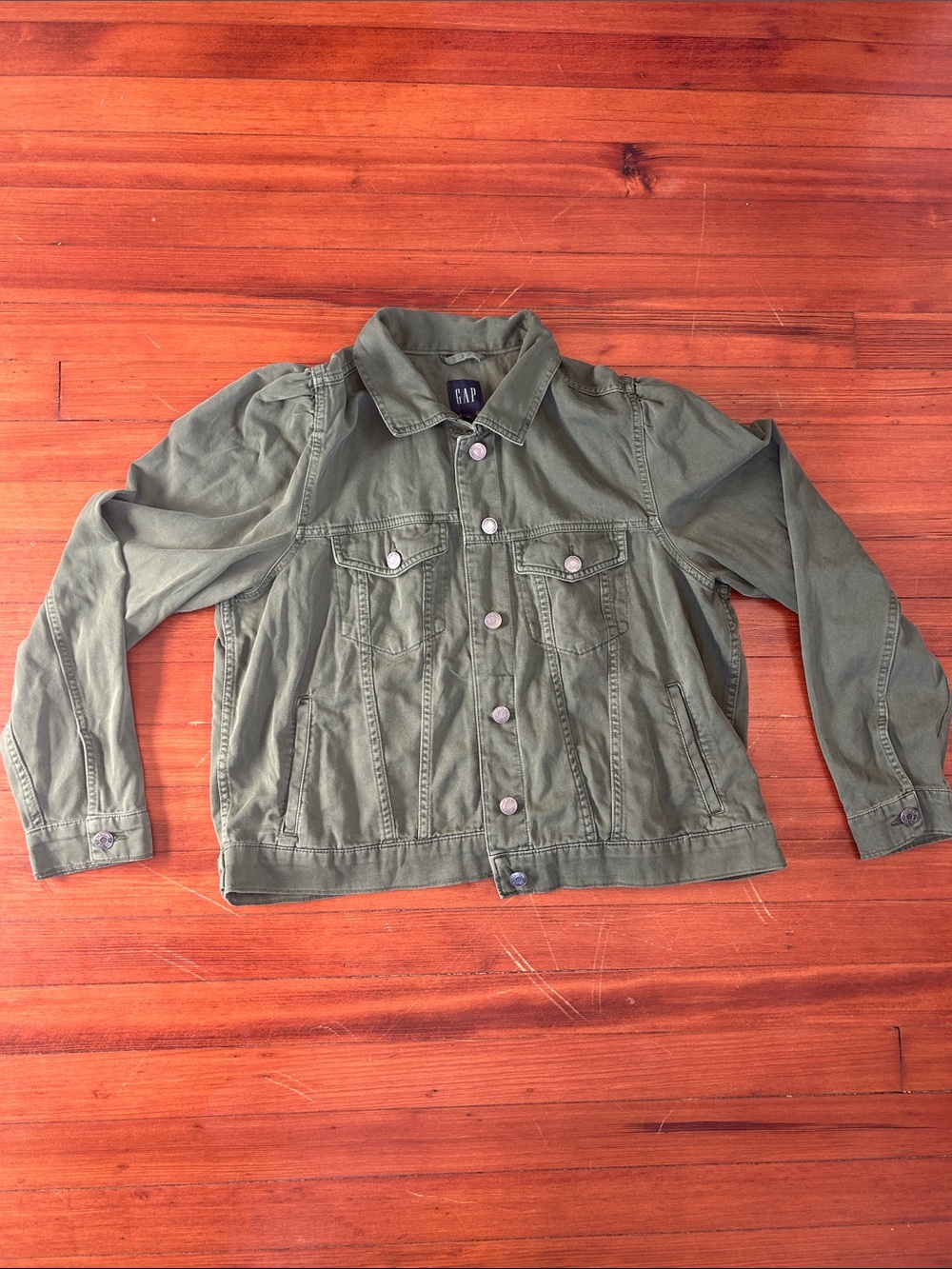GAP Olive Green Denim Jacket Women’s XL Utility Jacket